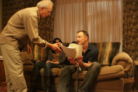 Charles Gorgano discusses the script with Missing Child Director/Actor Luke Sabis